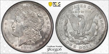 1921-D $1 VAM 1B, Capped R MS63