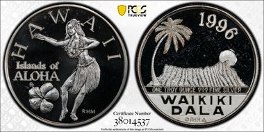 1996-RHM W. Dala Hawaii X-MB123 Silver PR67DCAM