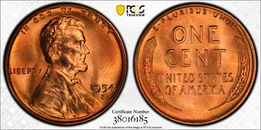 1954-S 1C MS67+ RD