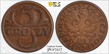 1934(w) 5 Gr KM-10a AU53BN