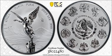 2019-Mo Onza Libertad Silver Reverse PR First Strike PR70