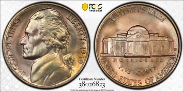 1939-D 5C Reverse of 1938 MS66