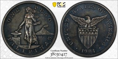 1904 Peso KM-168  Ag AU53