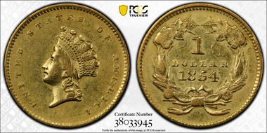 1854 G$1 Type 2 AU53