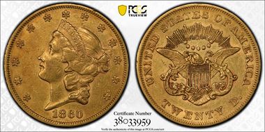 1860 $20 AU50