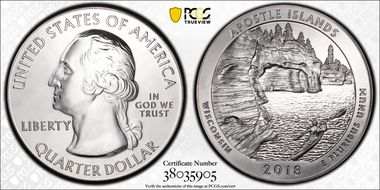 2018 25C Apostle Islands NP 5 oz Silver MS68DMPL