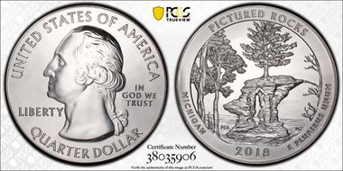 2018 25C Pictured Rocks NP 5 oz Silver MS67PL