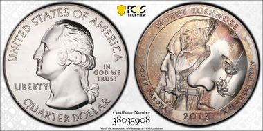 2013 25C Mount Rushmore NP 5 oz Silver N1