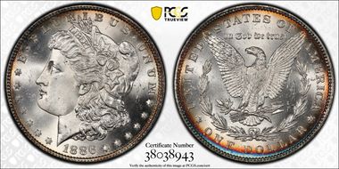 1886 $1 VAM 17, Doubled Arrows MS66