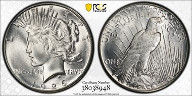 1926 $1 VAM 2 Doubled Reverse MS63