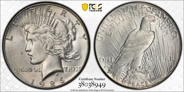 1926-S $1 VAM 4, Dot Variety AU58