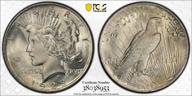 1923 $1 VAM 1V, Extra Hair MS64