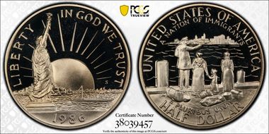 1986-S 50C Statue Of Liberty PR69DCAM