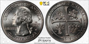 2019-W 25C San Antonio Missions NP Early Find MS65