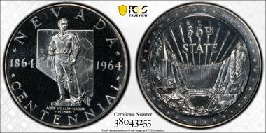1964 Medal D1965-1a Silver Nevada Centennial PR65