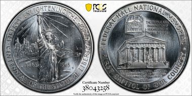 1965 Medal D1965-1b Silver Federal Hall MS67