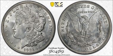1921-D $1 MS65