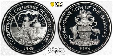 1989 $5 KM-132 Columbus PR69DCAM