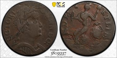 1785 CT 1/2P Bust Right, African Head VF35BN