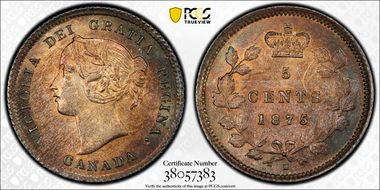 1875-H 5C Small Date MS63