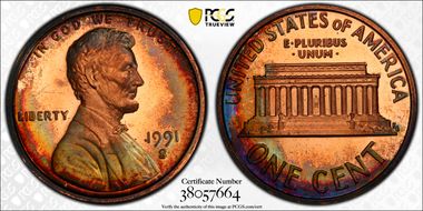 1991-S 1C PR65RB