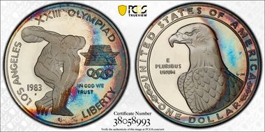 1983-S $1 Olympic PR67DCAM