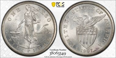 1907-S Peso MS63