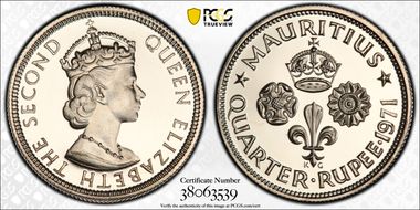 1971 1/4 Rup KM-36 PR68DCAM