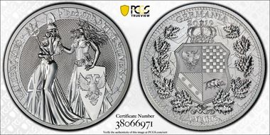 2019 "5 Mk" Germania - Fantasy Issue Britannia & Germania 1oz Ag MS69
