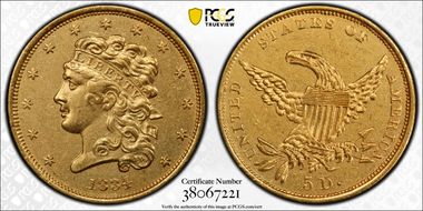 1834 $5 Classic Head, Plain 4 N1