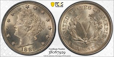 1883 5C No CENTS MS66