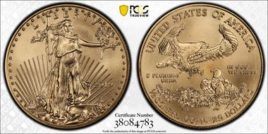 2019 $25 Gold Eagle First Day of Issue MS70