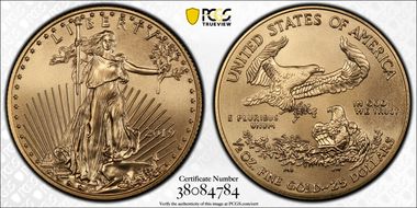 2019 $25 Gold Eagle First Day of Issue MS70