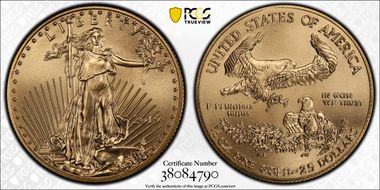 2019 $25 Gold Eagle First Day of Issue MS70