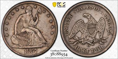 1857-O 50C WB-1, Large O XF40