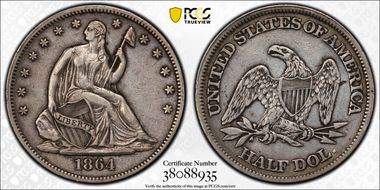 1864 50C WB-2, Very Low Date VF35