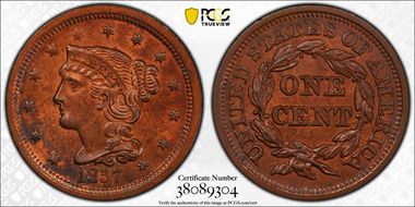 1857 1C N-2 MS63RB