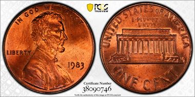 1983 1C Doubled Die Reverse MS65RD