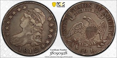 1812/1 50C O-101a, Large 8 VF30