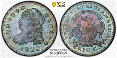 1820 10C JR-11, Small 0 AU58