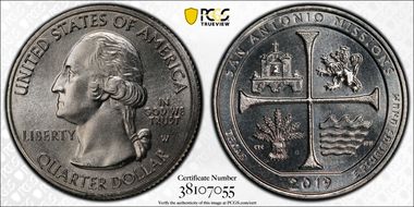 2019-W 25C San Antonio Missions NP Early Find MS67