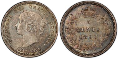 1891 5C Repunched O, ND, Low 1 MS63