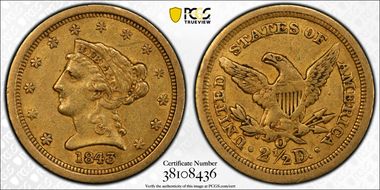 1843-O $2.50 Small Date XF45