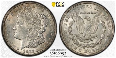 1921-S $1 VAM 1B-4a, Thorn Head MS62