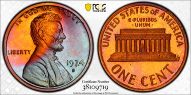 1974-S 1C PR67RB