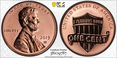 2019-W 1C Shield - Reverse Proof PR69RD
