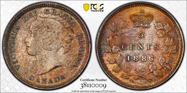 1886 5C ND 1/1 Lg 6/ Sm 6 MS64