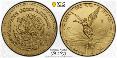 2019-Mo 1/4 oz Libertad Au First Strike MS69