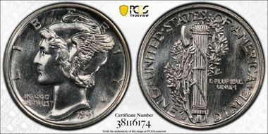 1941-S 10C MS67FB PL