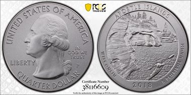 2018-P 25C Apostle Islands NP 5 oz Silver SP69